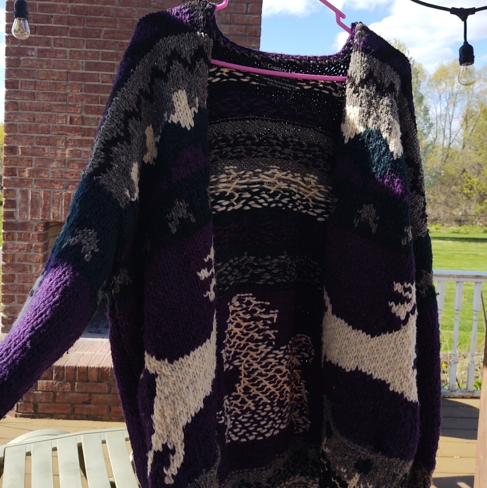Vintage Handmade Ecuador Western Wool Cardigan